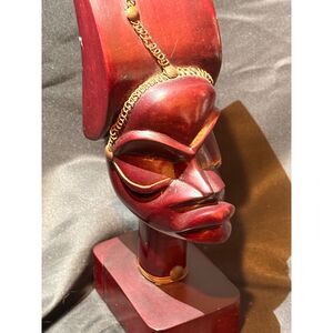 Vintage African Style Carved Wood Bust Sculpture